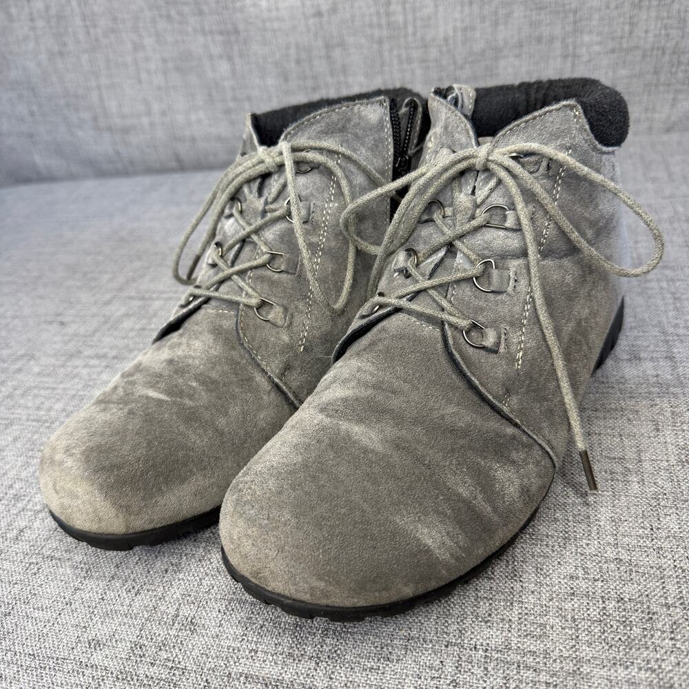 Propet Delaney Grey Suede Side Zip Ankle Boots Womens Size 9 W Wide WFV002S